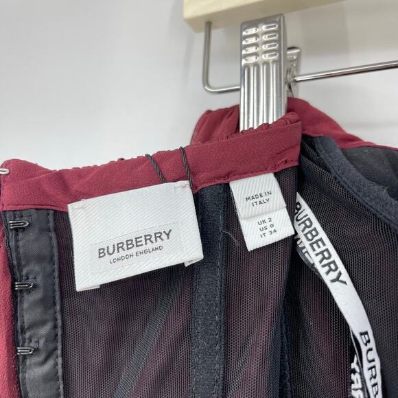 Burberry | Violet Dress in Deep Mulberry Strapless Draped Midi 0 w/ Tags - Picture 5 of 16